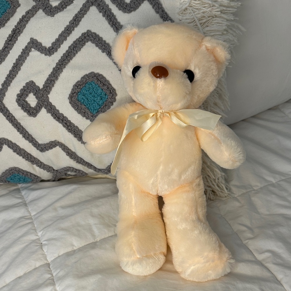 Soft Cream Teddy Bear with Ribbon